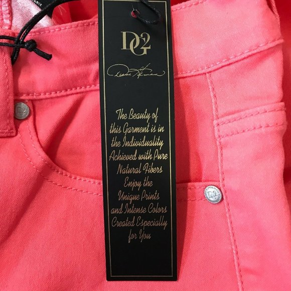 DG2 By Diane Gilman Womens High Rise Flat Front Pink Slim Leg Jeans Size 12 T - Picture 5 of 8